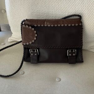 Elegant Dark Brown Leather Crossbody Bag
